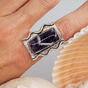 Genuine Cabochon Raw Pink Ruby Stone Silver 925 Ring